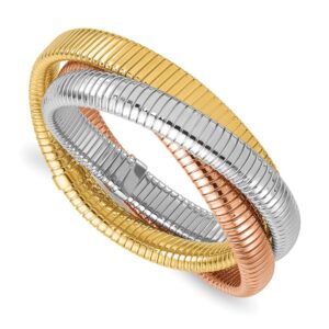 Gold 3 Intertwined 7 inch Slip-on Bangle