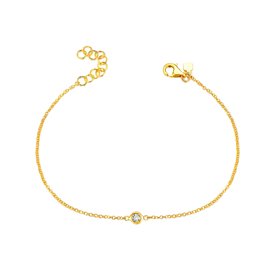 Gold Bracelet with bracelet with bezel set diamond