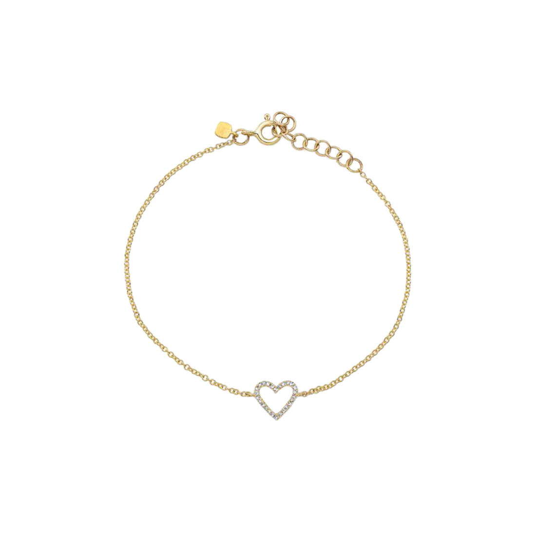 Gold Open Heart Bracelet with Pave Diamonds