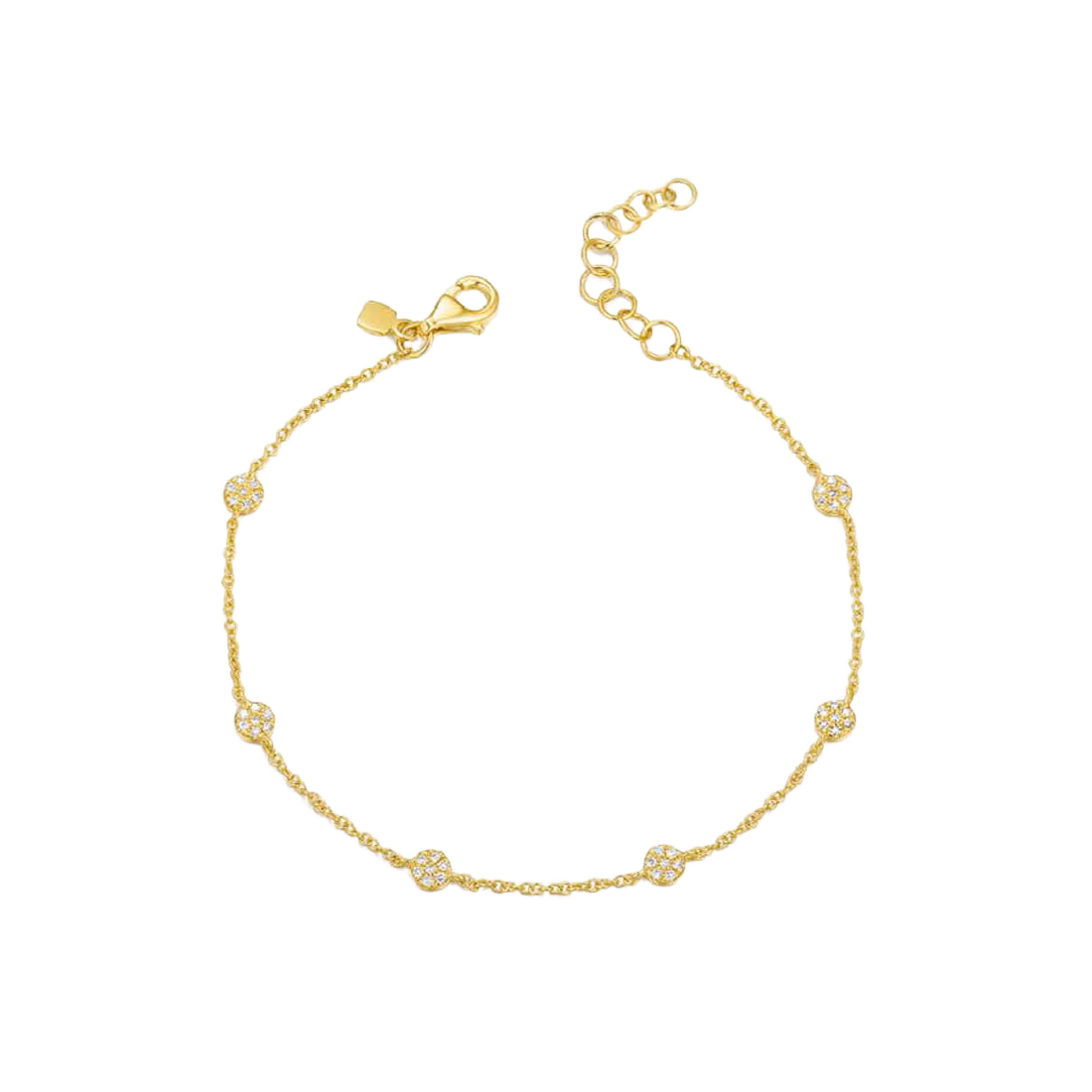 Luxury 6-Disc Yellow Gold Bracelet with bezel set Diamond