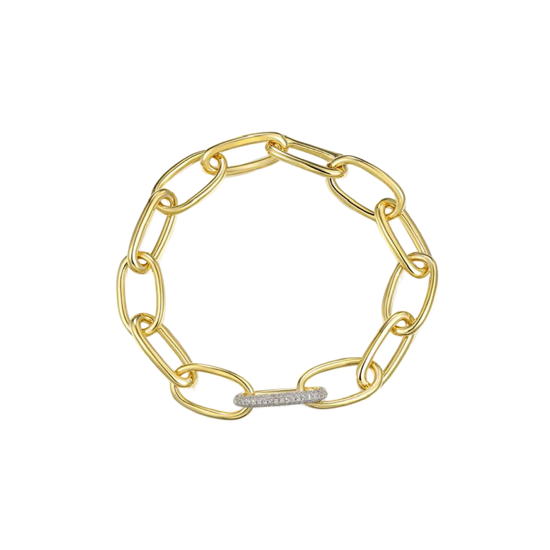 Luxury Gold Oval Link Tennis Bracelet with Bezel Set Diamond