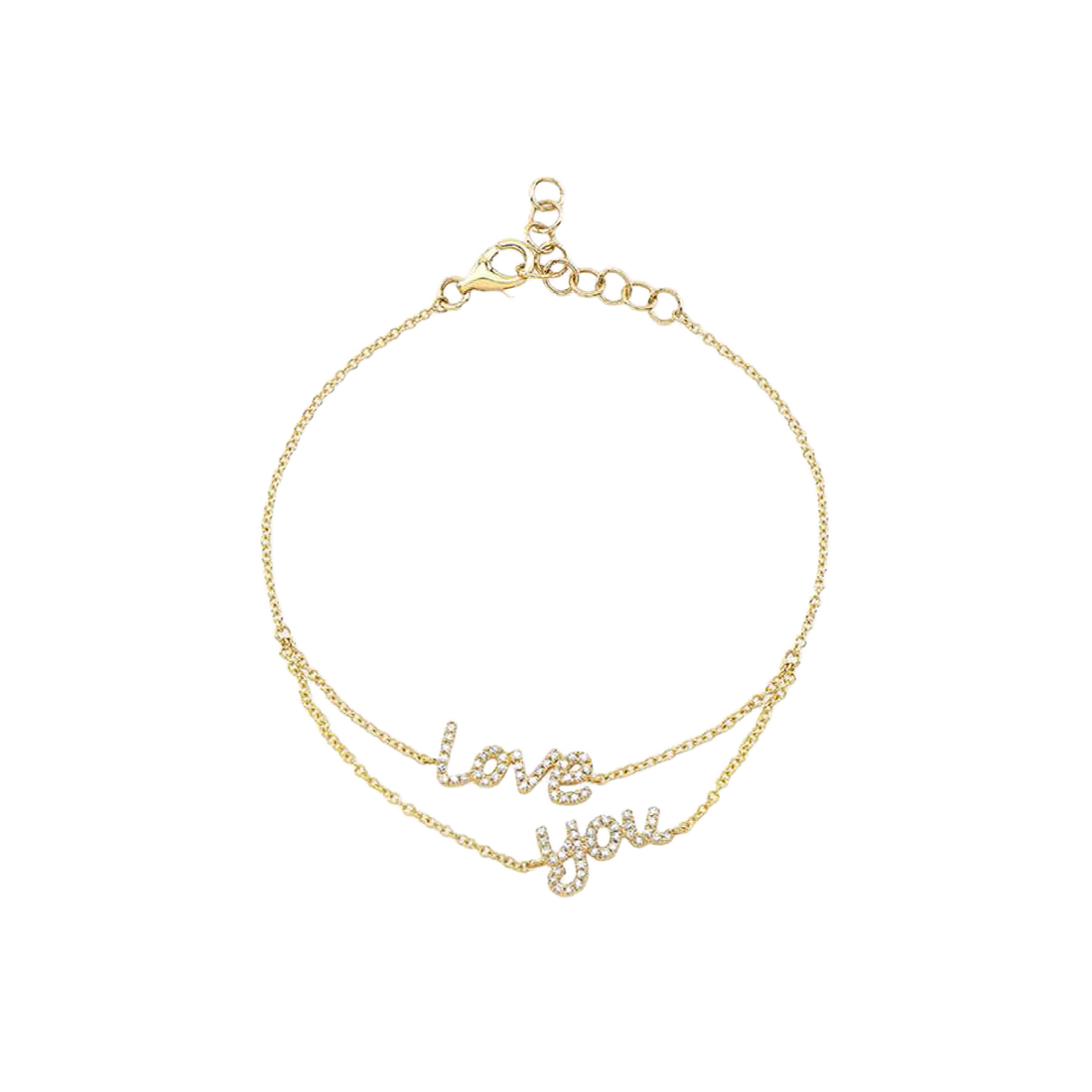 Gold Love You Bracelet with Pave "Love You" Diamond