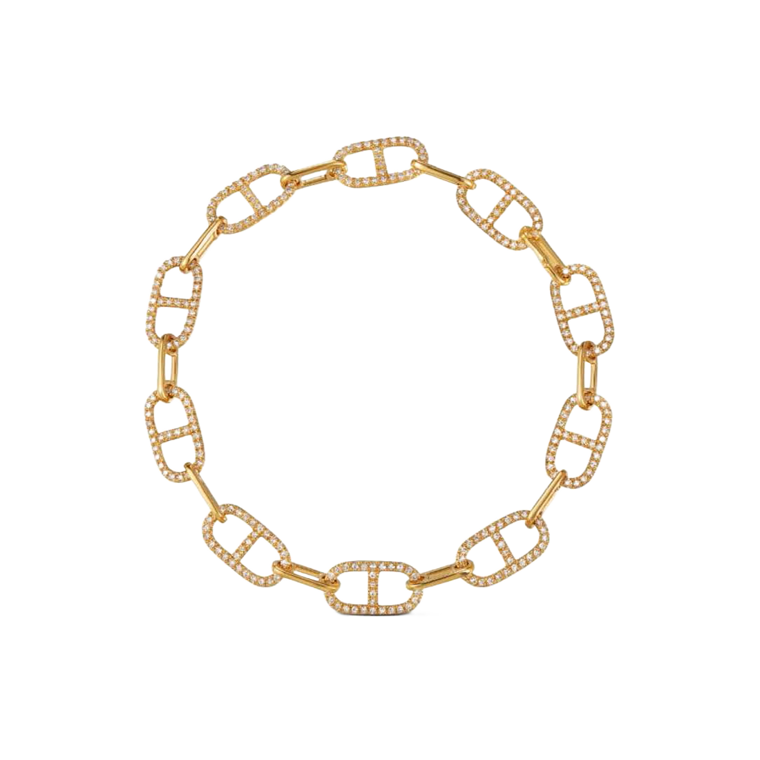 Stirrup Chain Bracelet with Pave Stirrup Diamond