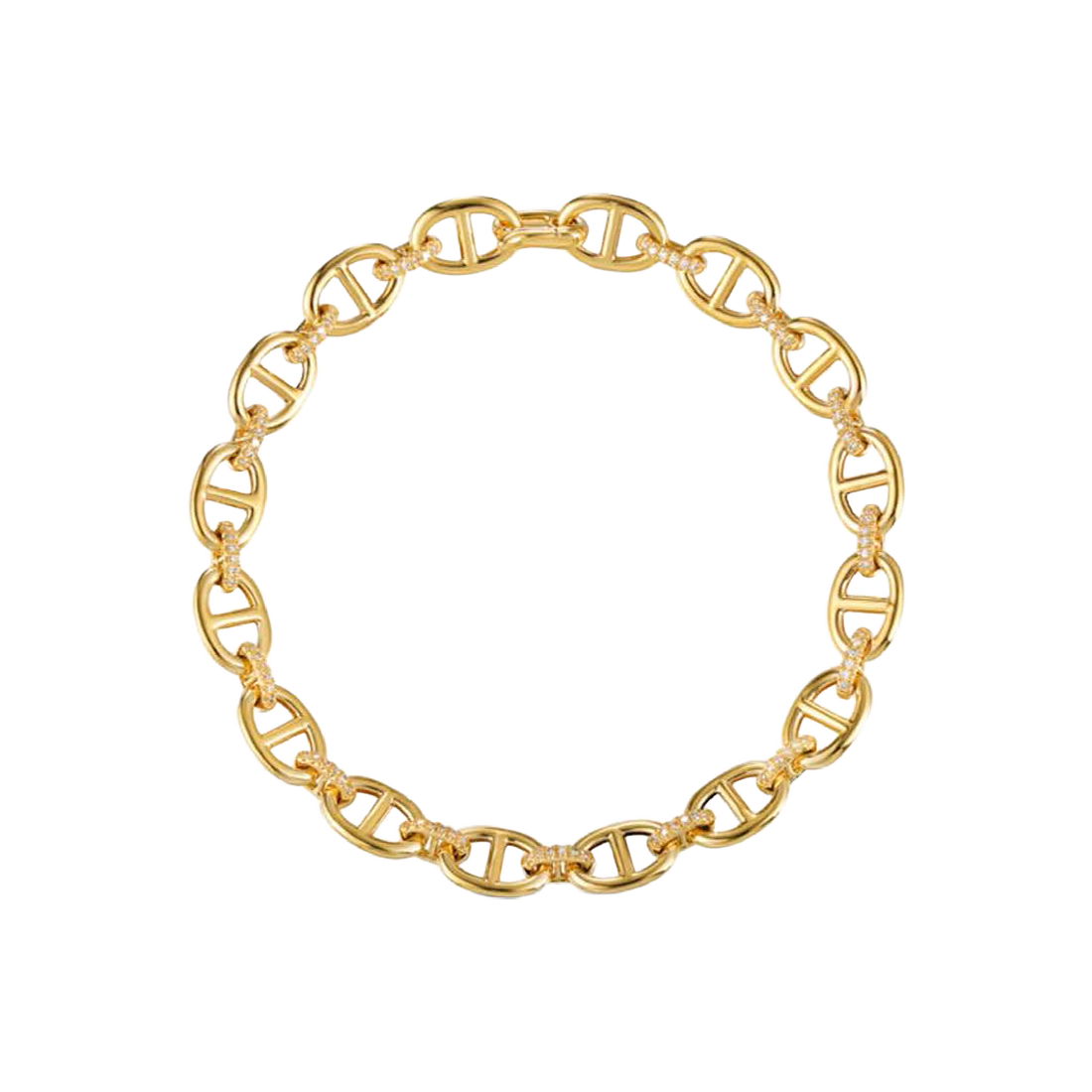 Stirrup Chain Bracelet with Pave Link Detail