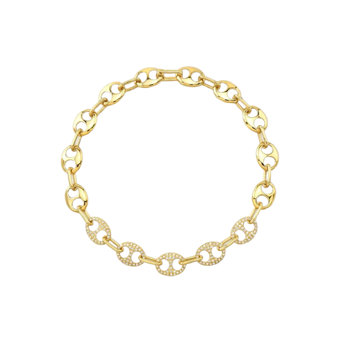Anchor Link Gold Bracelet with Cinq Diamond