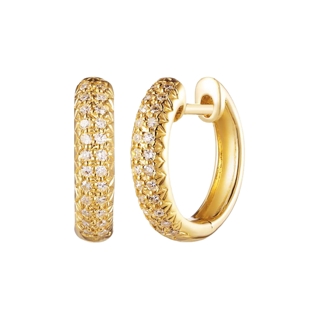 Gold Classic Diamond Pave Huggie Earrings