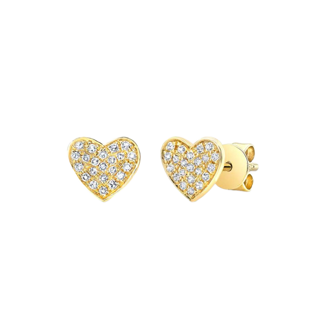 Gold Earrings with Heart-Shaped Pave Diamonds