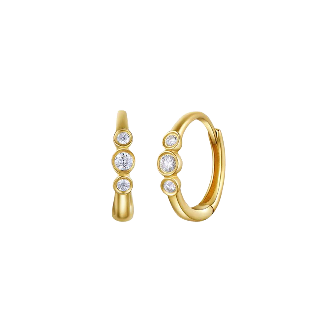 Gold Hoop Earrings with Bezel-Set Diamonds