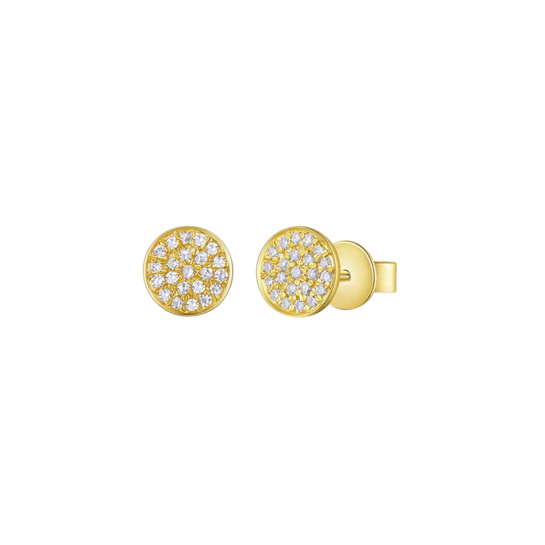 Gold Earrings with Brilliant Small Pave-Set Round Diamonds