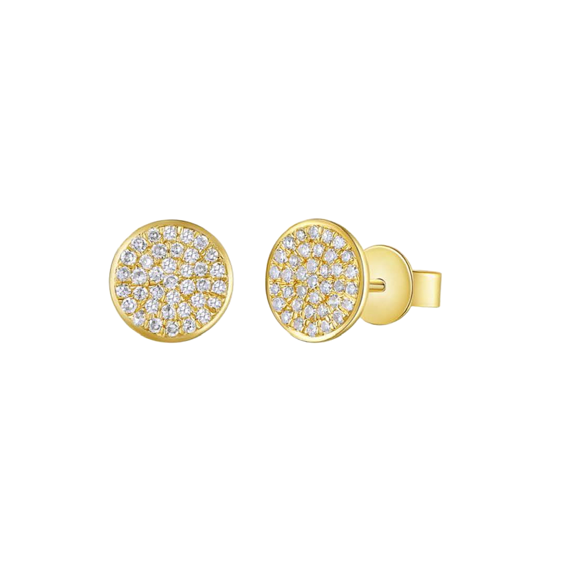 Gold Earrings with Brilliant Pave-Set Round Diamonds