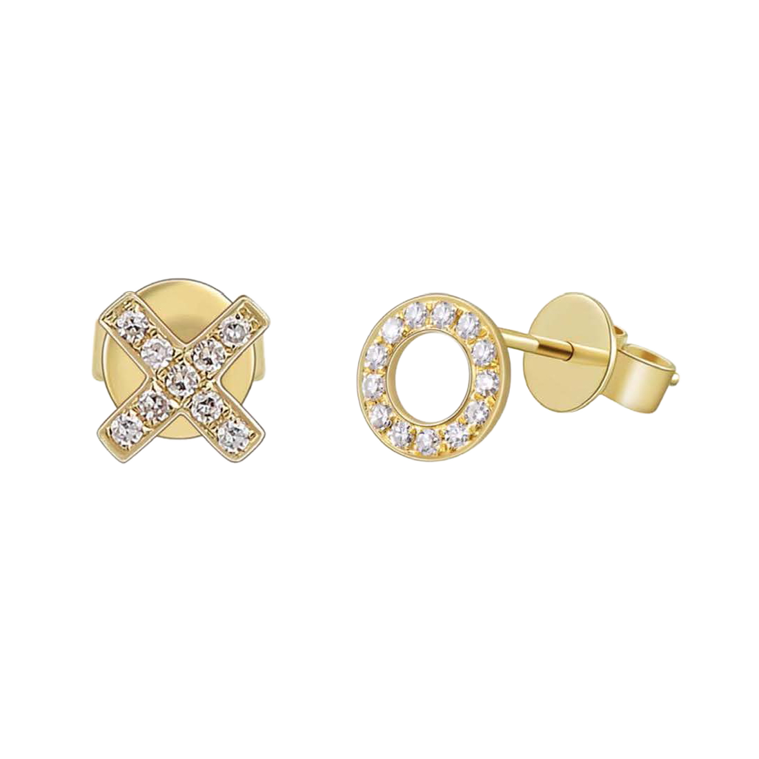 Gold Earrings with XO Pave-Set Diamonds