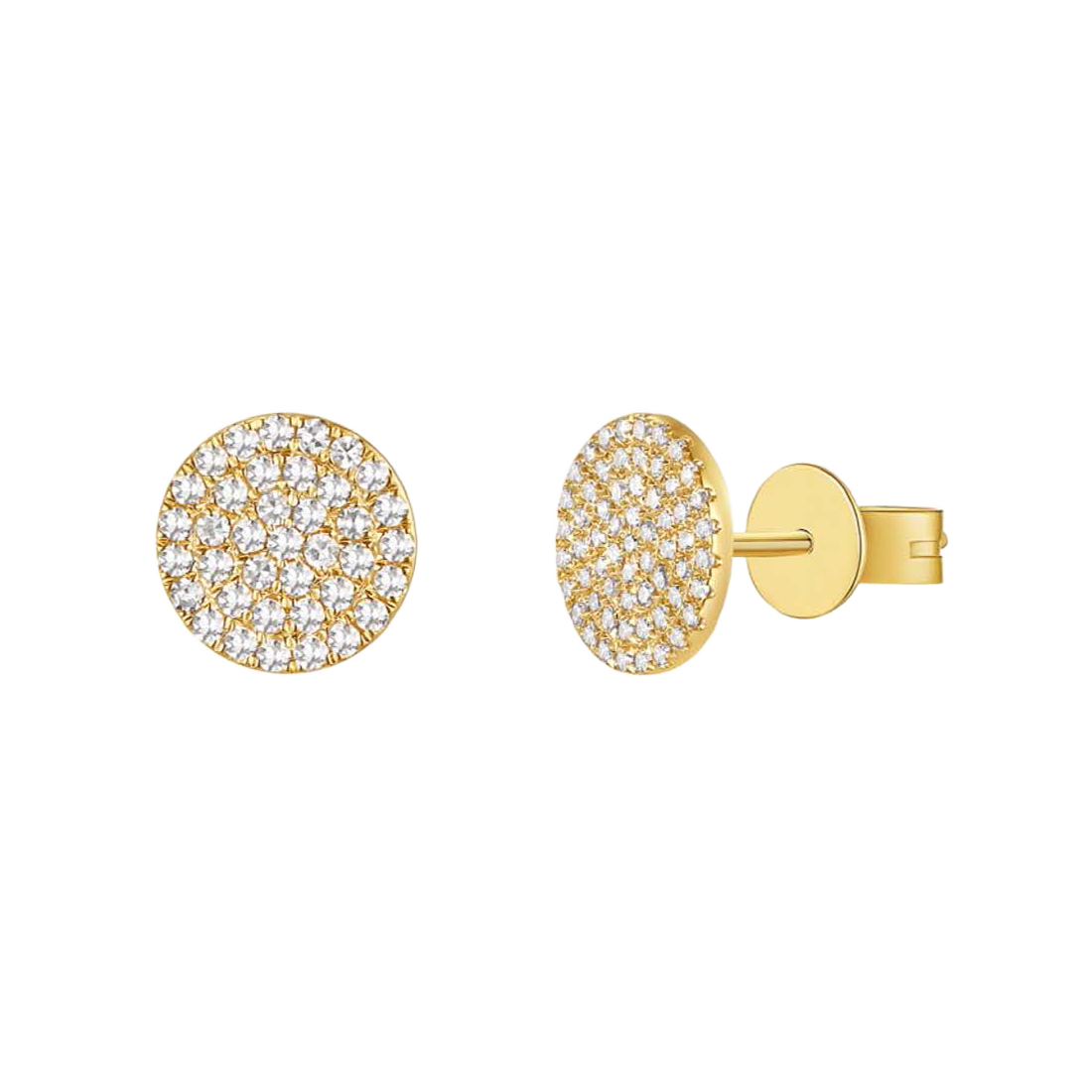 Elegant Gold Earrings with Pave-Set Round Diamonds