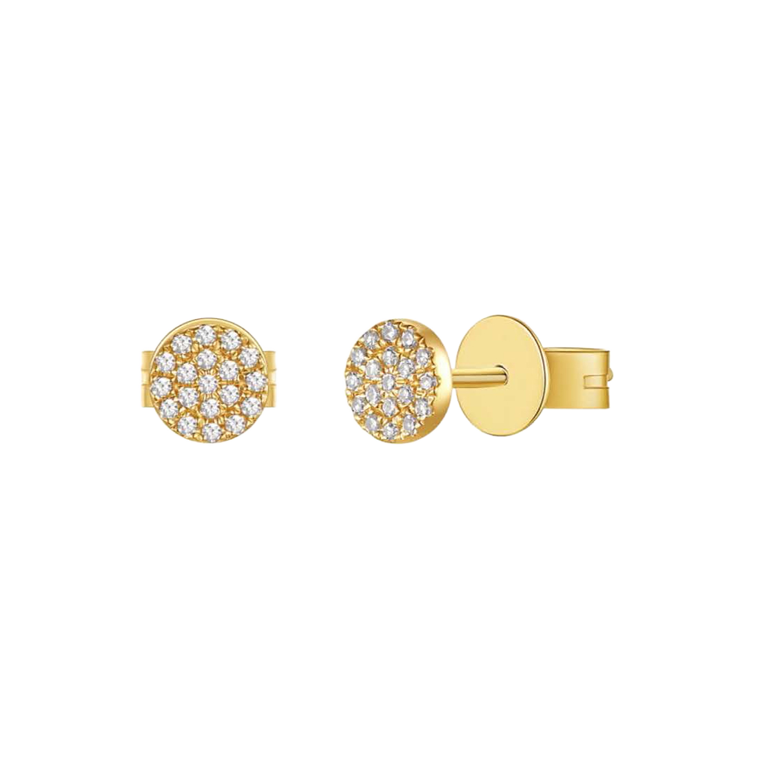 Gold Earrings with Pave-Set Mini Round Diamonds