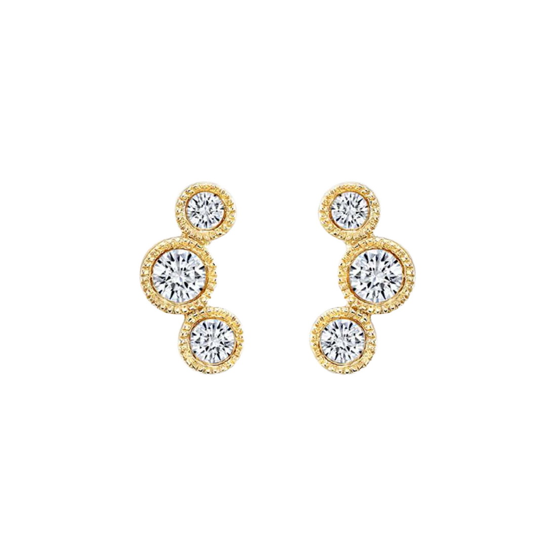 Exclusively Yours Gold Earrings with Three Bezel Diamonds