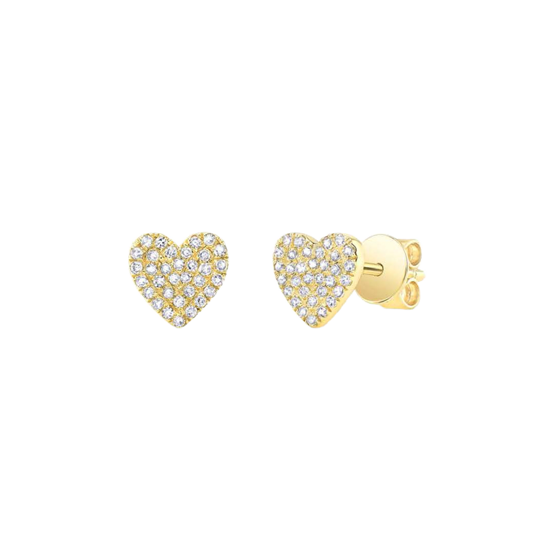 Gold Earrings with Heart Pave Diamond