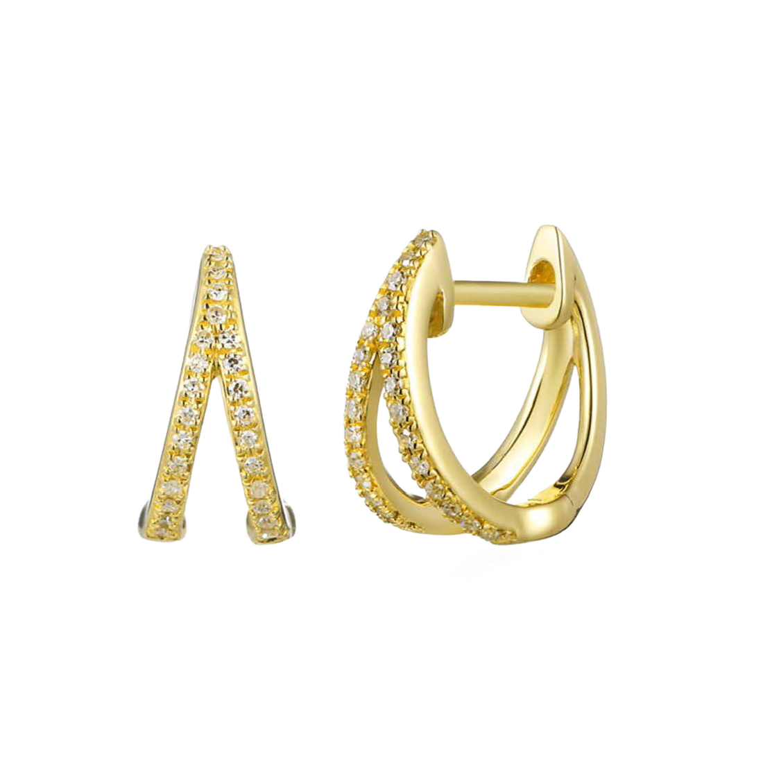 Exclusively Yours Gold Split Huggie Fashion Earrings
