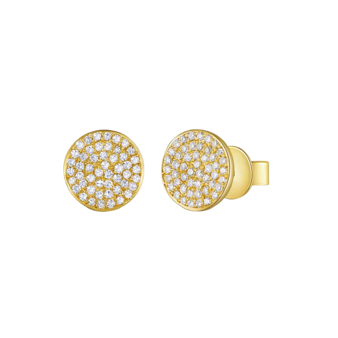 Gold Earrings with Pave-Set Round Diamonds