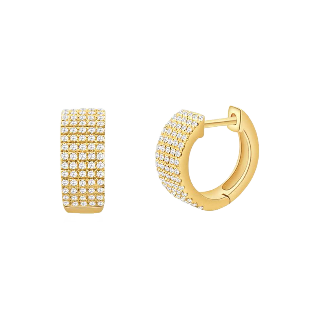 Gold Hoop Earrings with Bezel-Set Diamonds