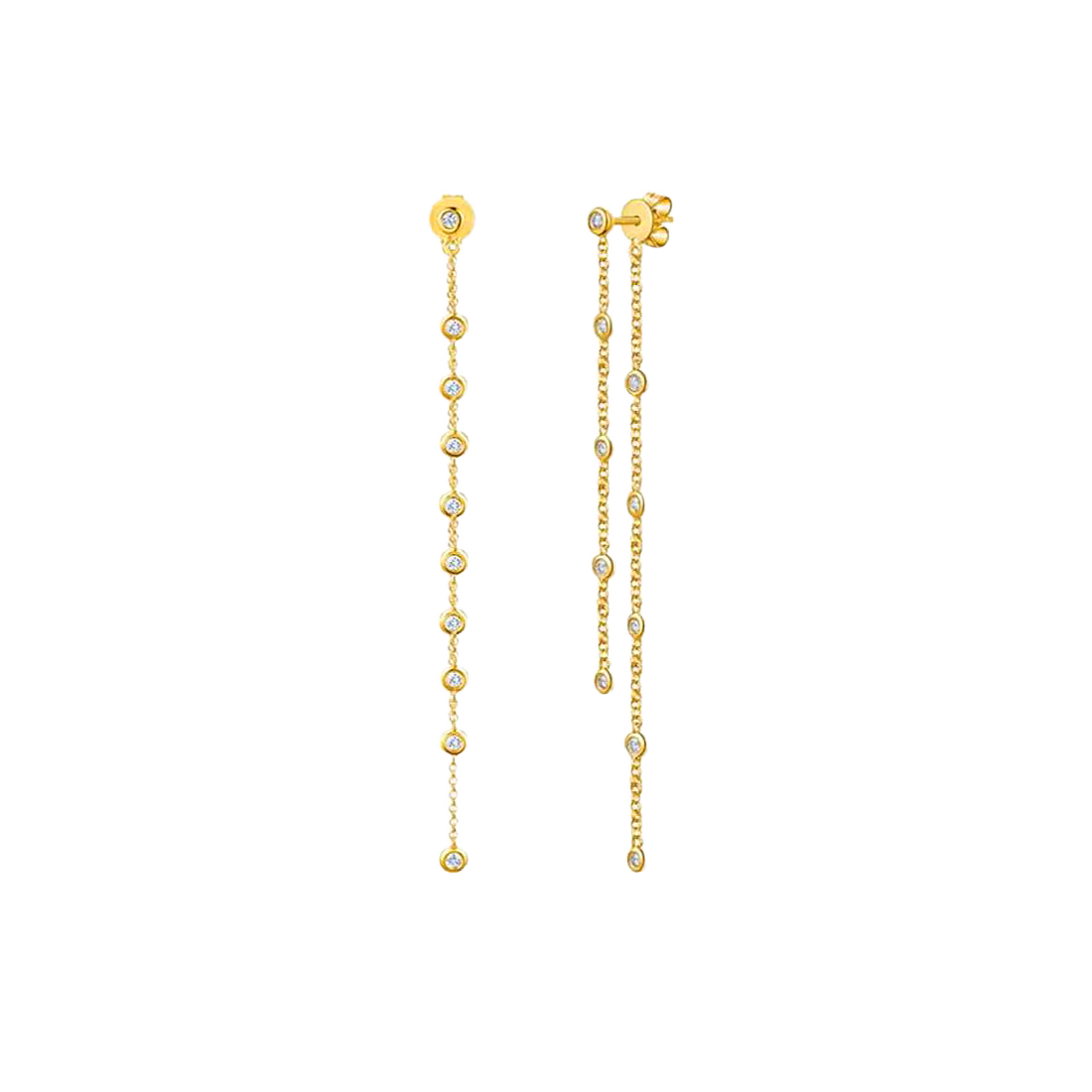 Gold Drop Earrings with Sparkling Diamonds