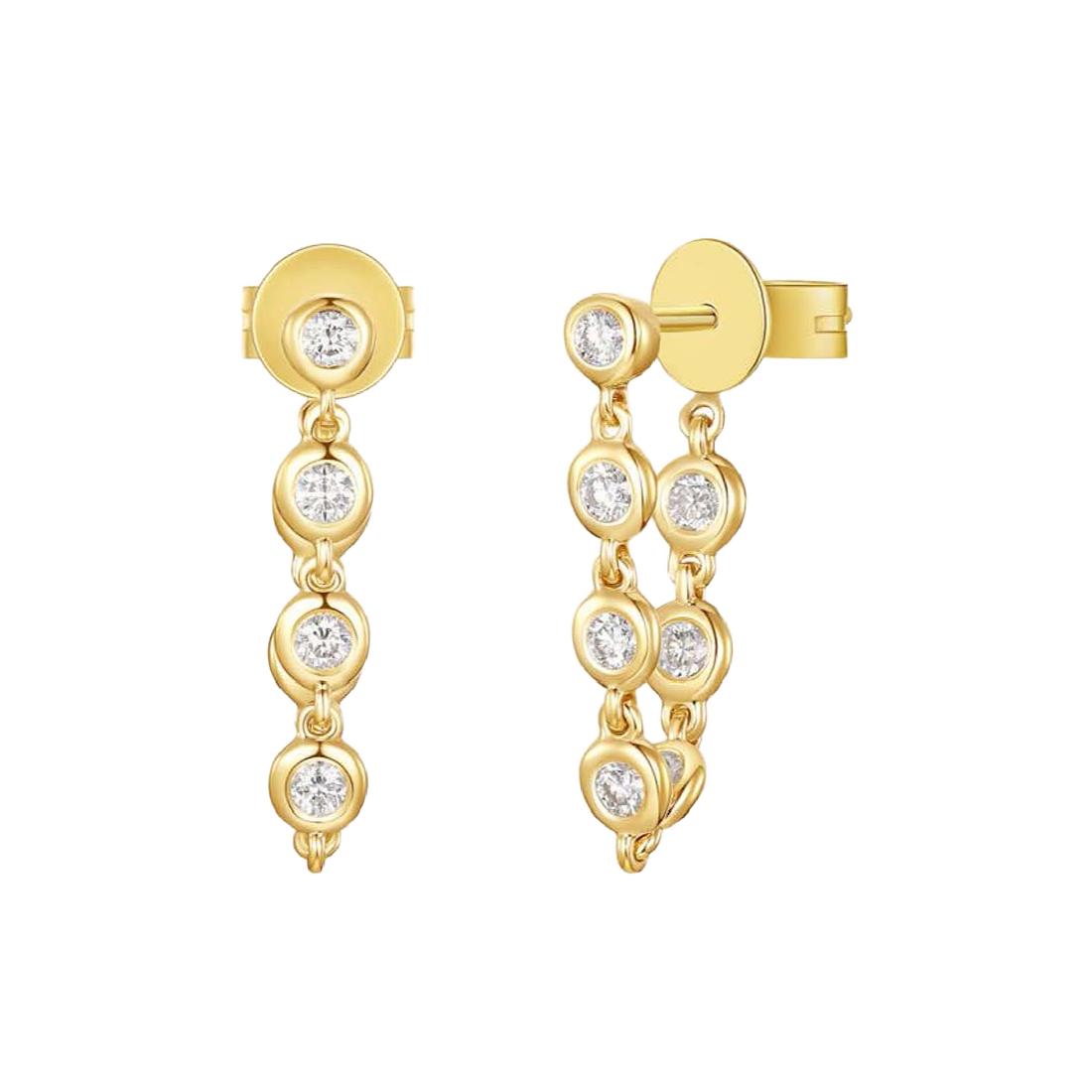 Exclusively Yours Gold Drop Earrings with Bezel-Set Diamonds