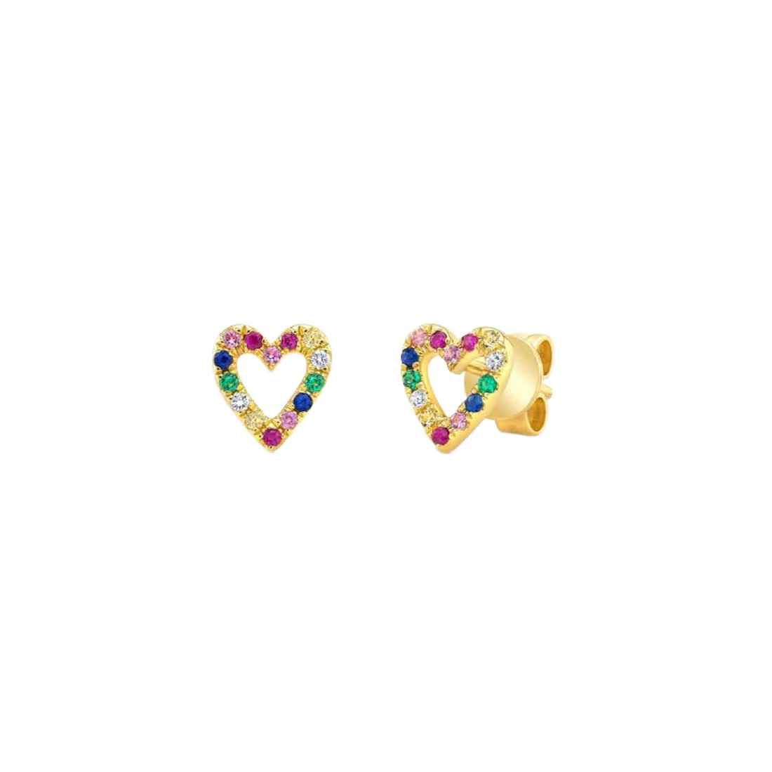 Gold Earrings with Vibrant Multicolor Diamonds