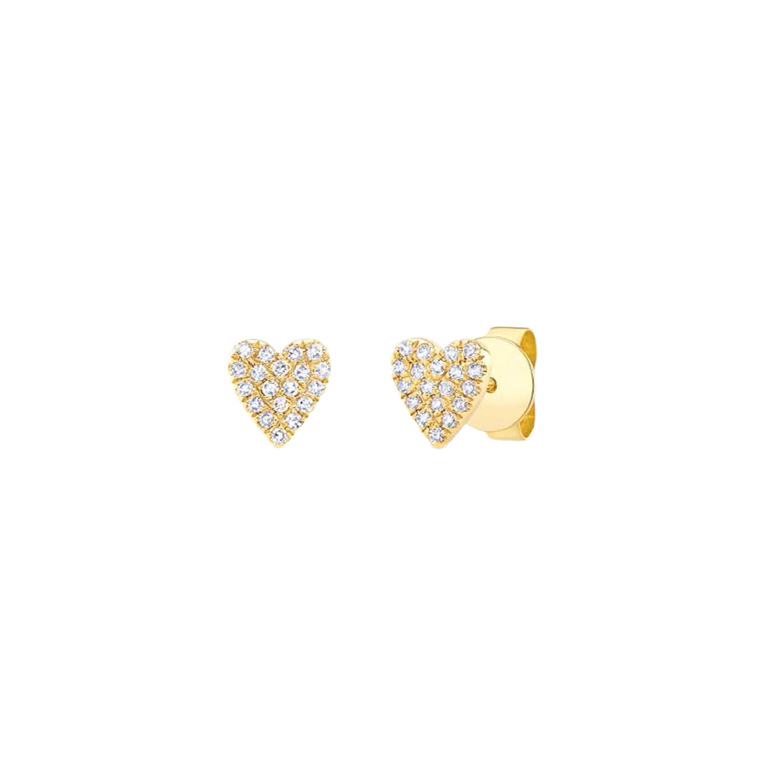 Gold Earrings Featuring Heart-Shaped Pave-Set Diamonds