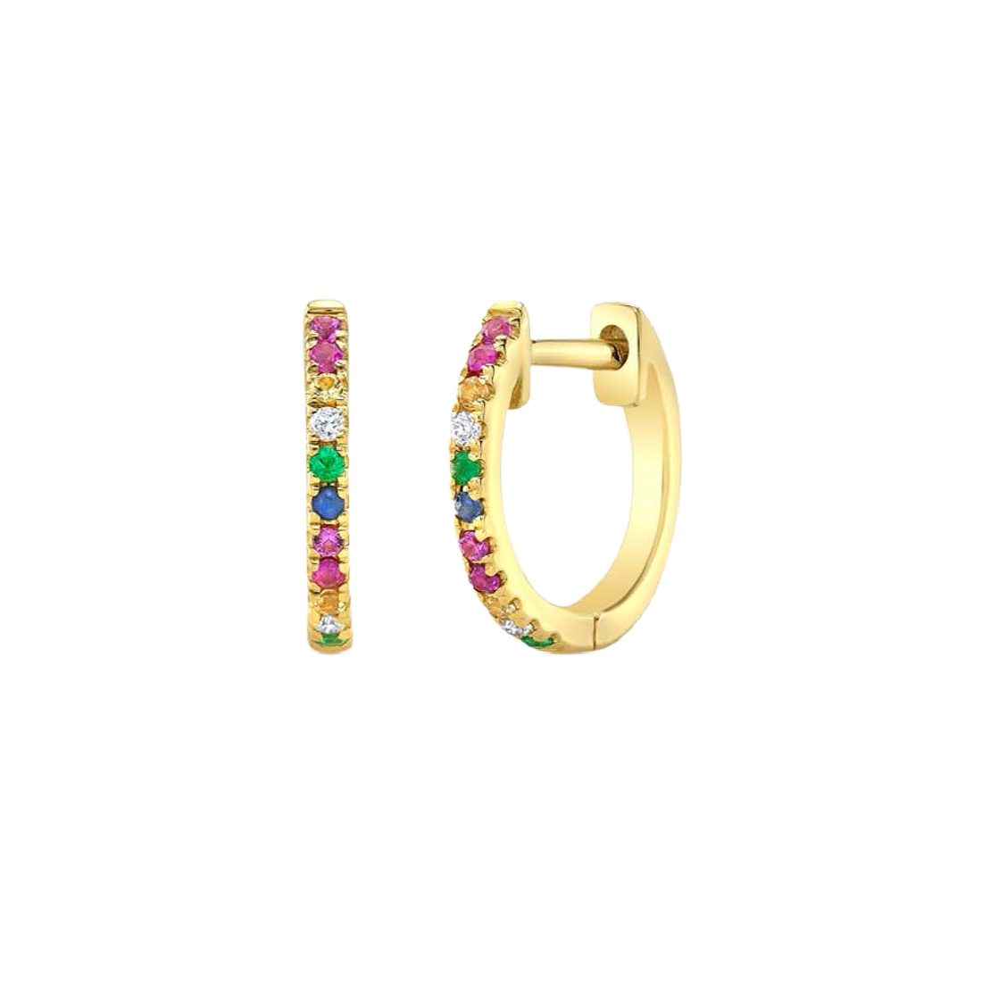 Gold Earrings with Brilliant Multicolor Diamonds