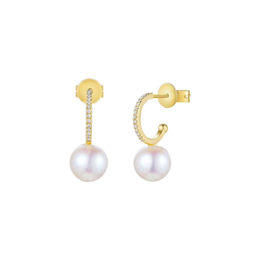 Exclusively Yours Gold Pearl Earrings with Diamonds