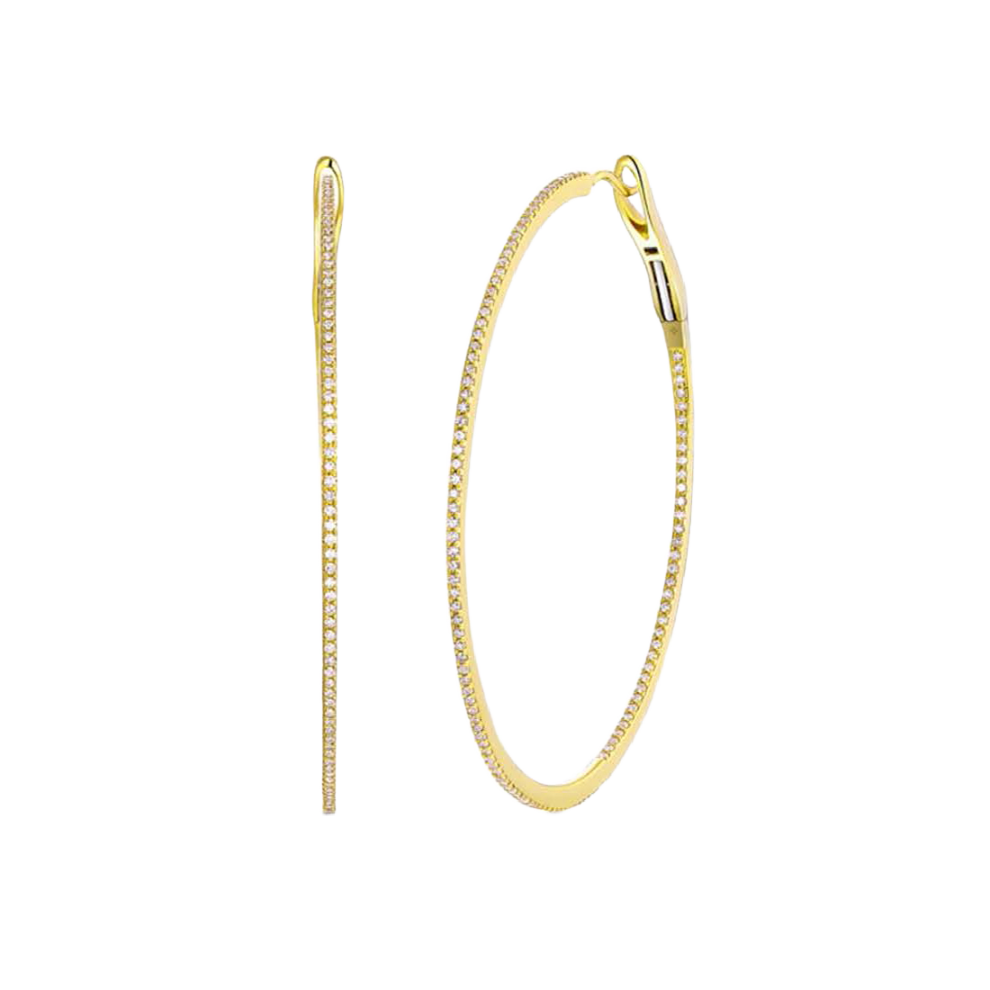 Exclusively Yours Gold Slim Hoop Earrings with Diamonds