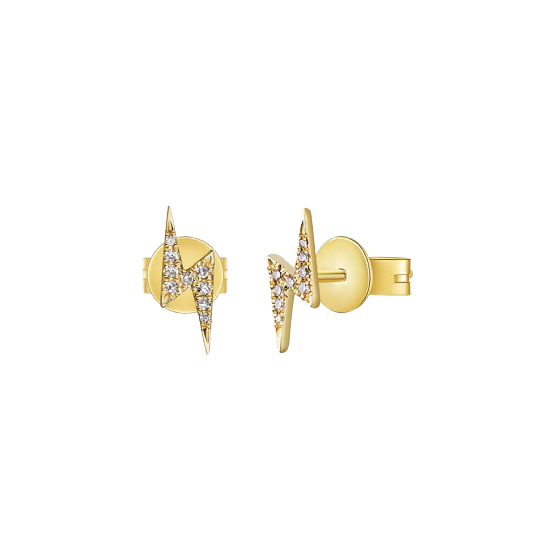 Gold Earrings with Lightning Bolt Pave-Set Diamonds