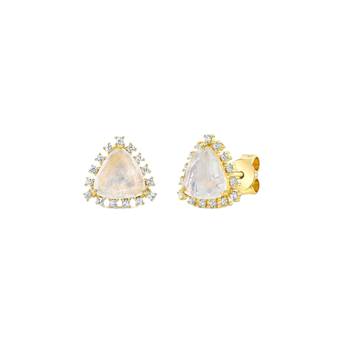 Gold Moonstone Hoop Earrings with Diamonds