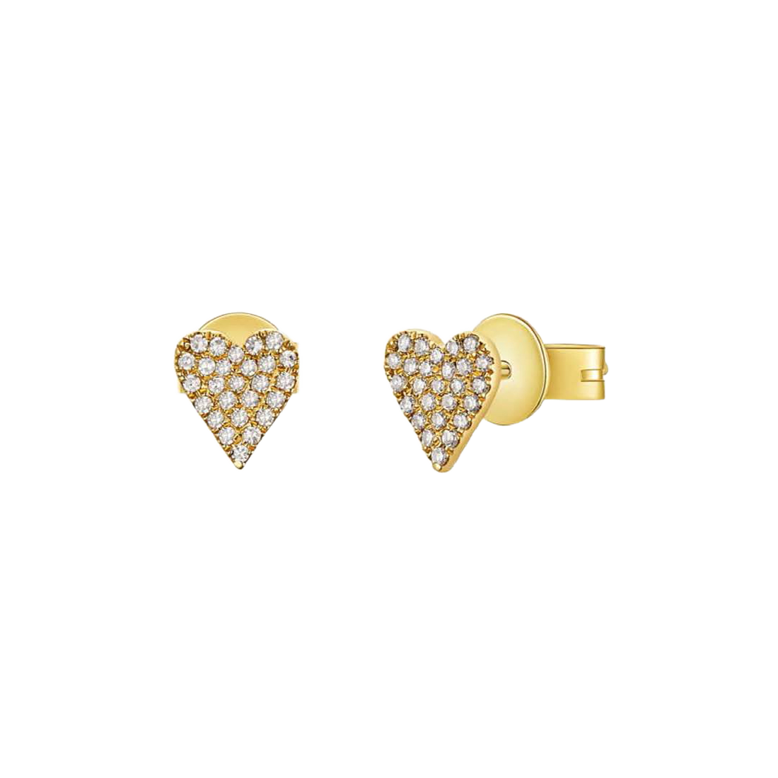 Gold Earrings Featuring Heart-Shaped Pave-Set Diamonds