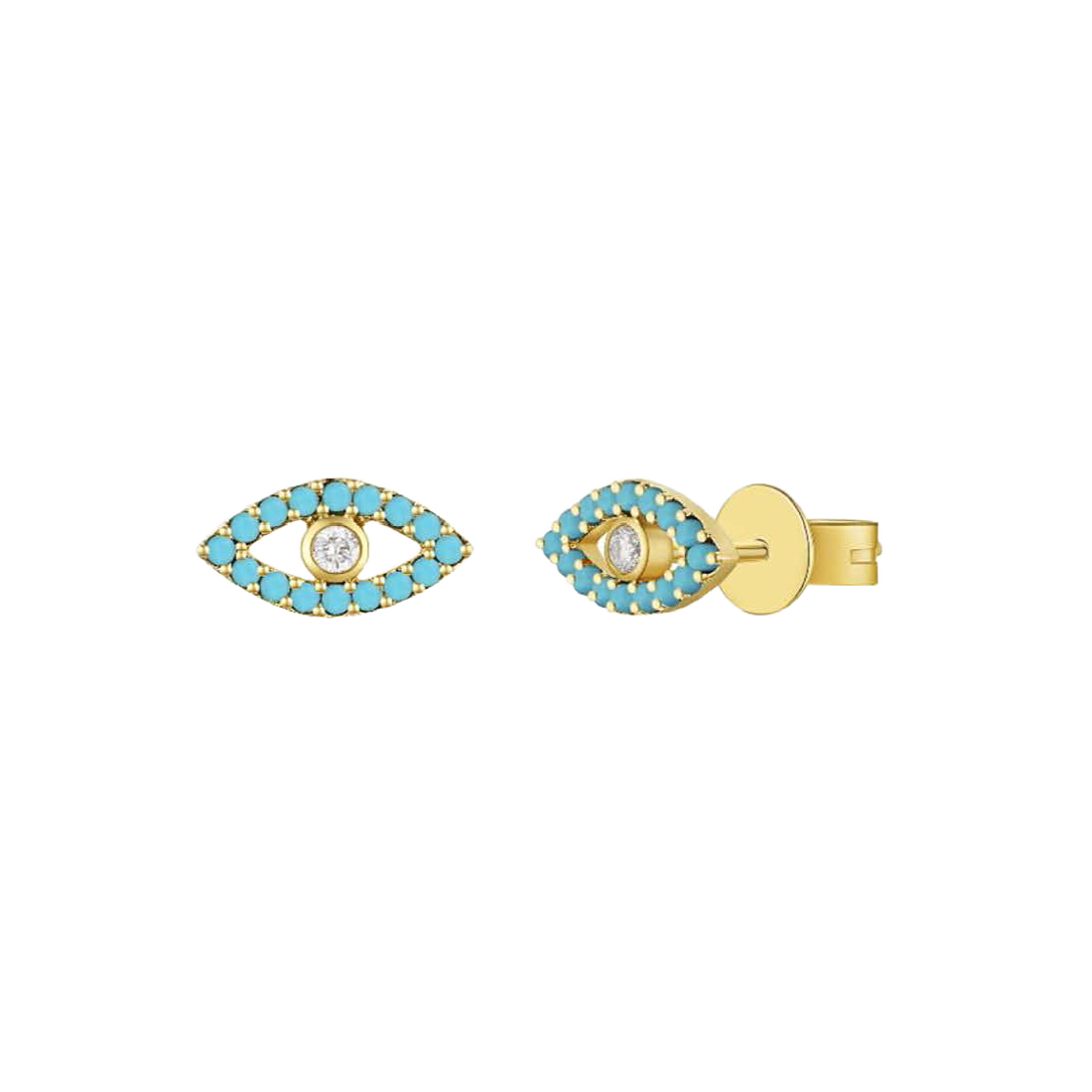Gold Open Evil Eye Earrings with Diamonds