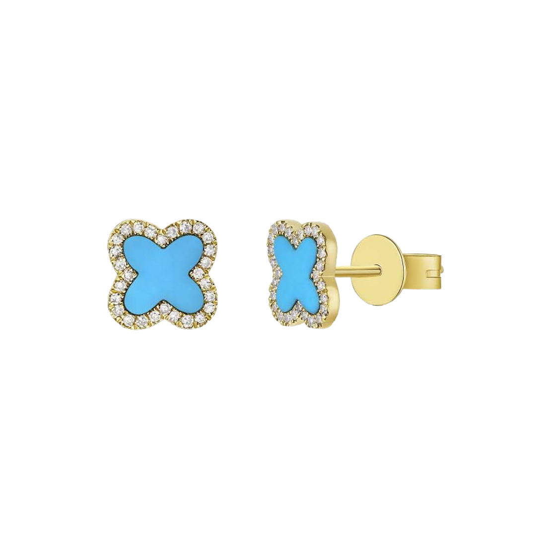 Gold Four-Leaf Clover Earrings with Diamonds