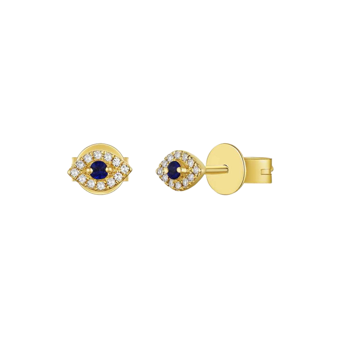 Gold Evil Eye Earrings with Petite Diamond