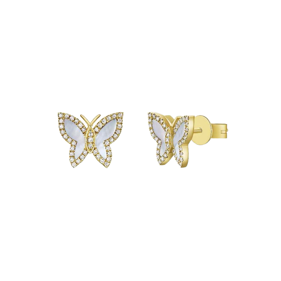 Gold Plated Butterfly Earrings with Diamonds