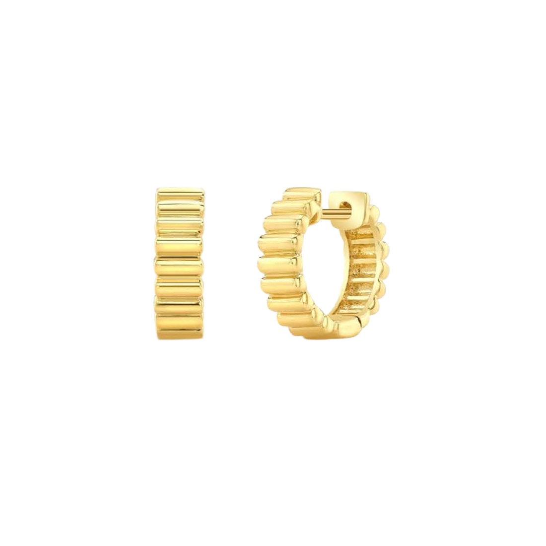 Exclusively Yours Gold Ribbed Huggie Earrings