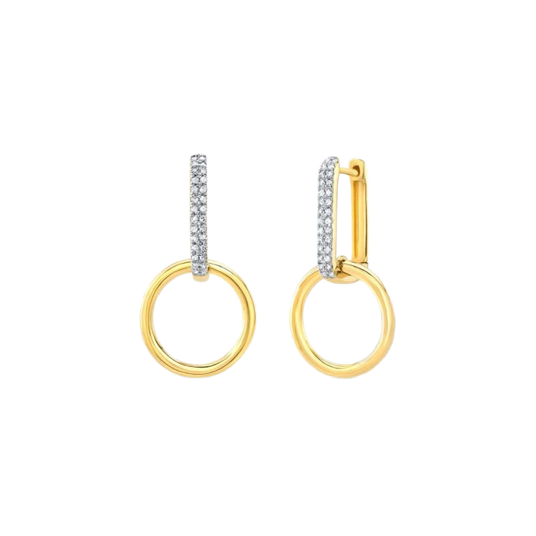 Gold Link Earrings with Pave-Set Diamonds