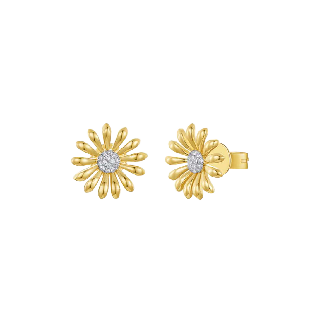Exclusively Yours Gold Flower-Shaped Earrings with Diamonds