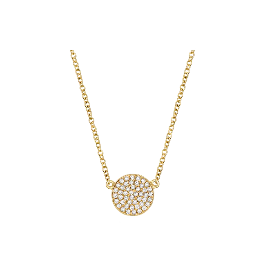 Gold Necklace with Round Pave-Set Diamonds