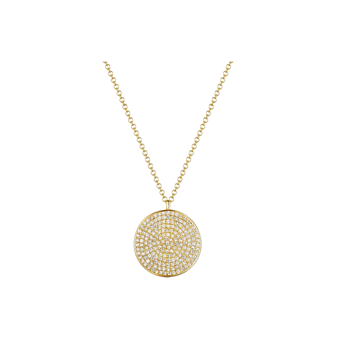 Elegant Gold Round Necklace with Pave Diamonds