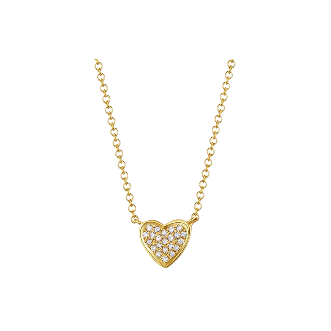 Gold Necklace with Heart Pave-Set Diamonds