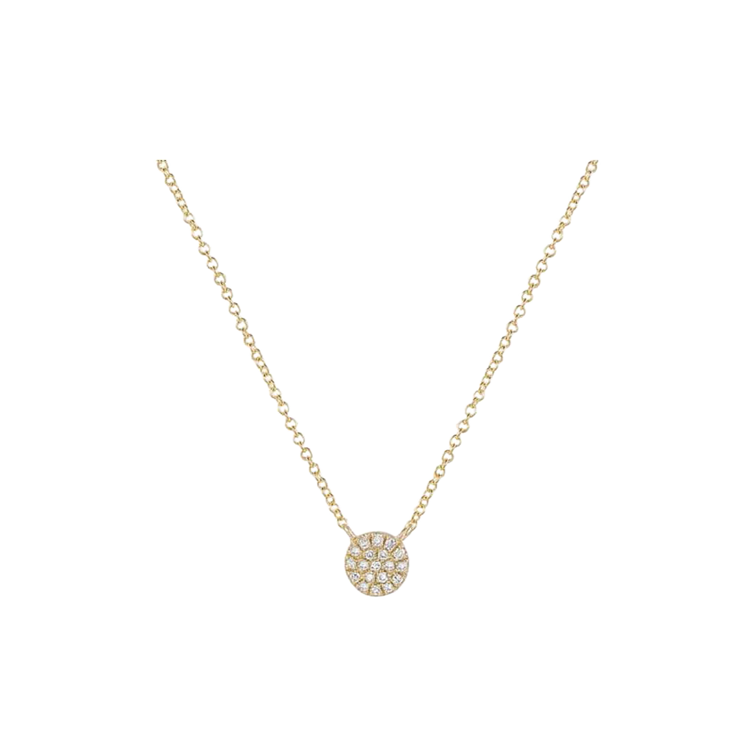 Gold Necklace with Mini Round Pave Diamonds