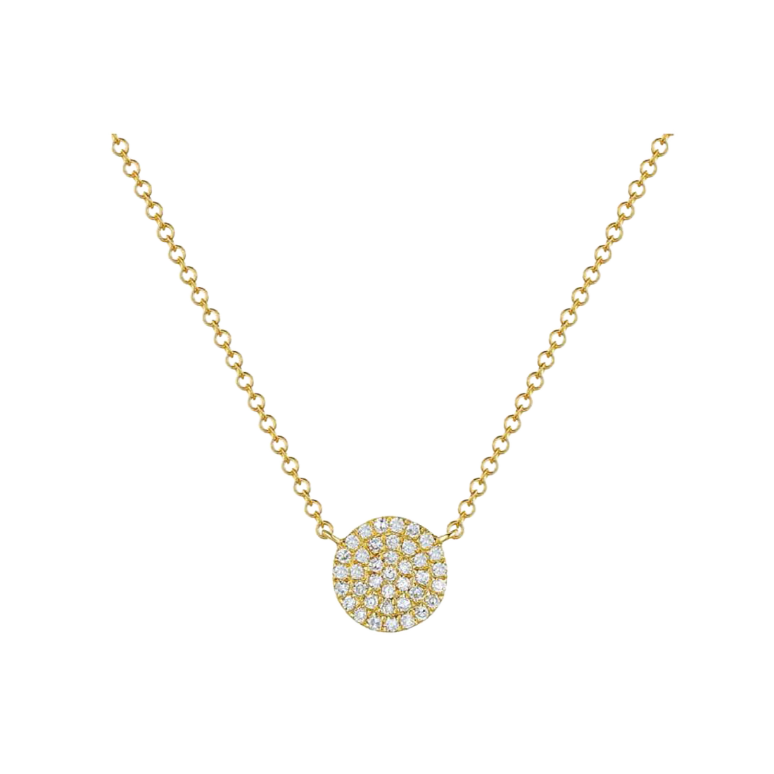 Gold Necklace Featuring Round Pave Diamonds