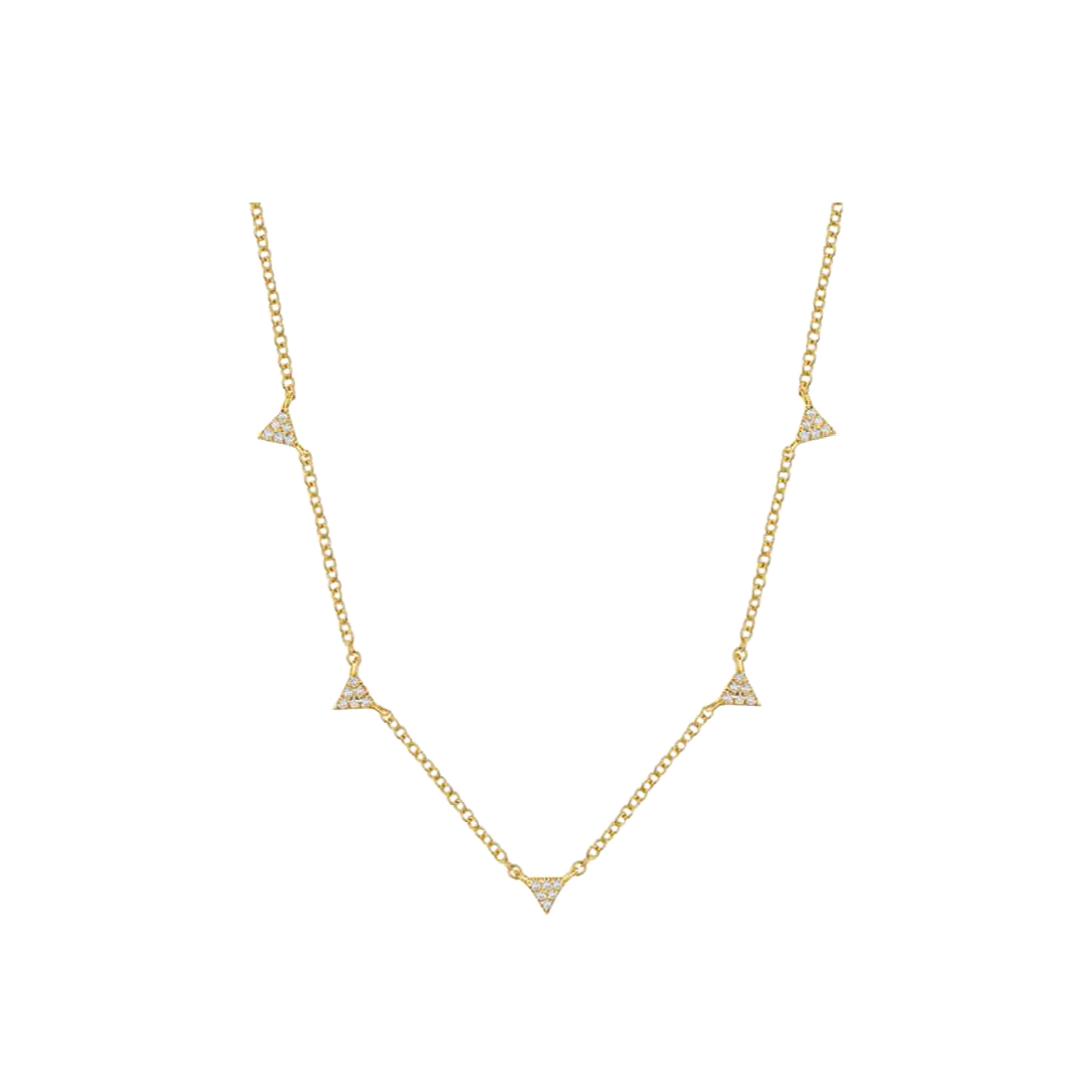 Gold Dangle Necklace with Pave Trio Diamonds