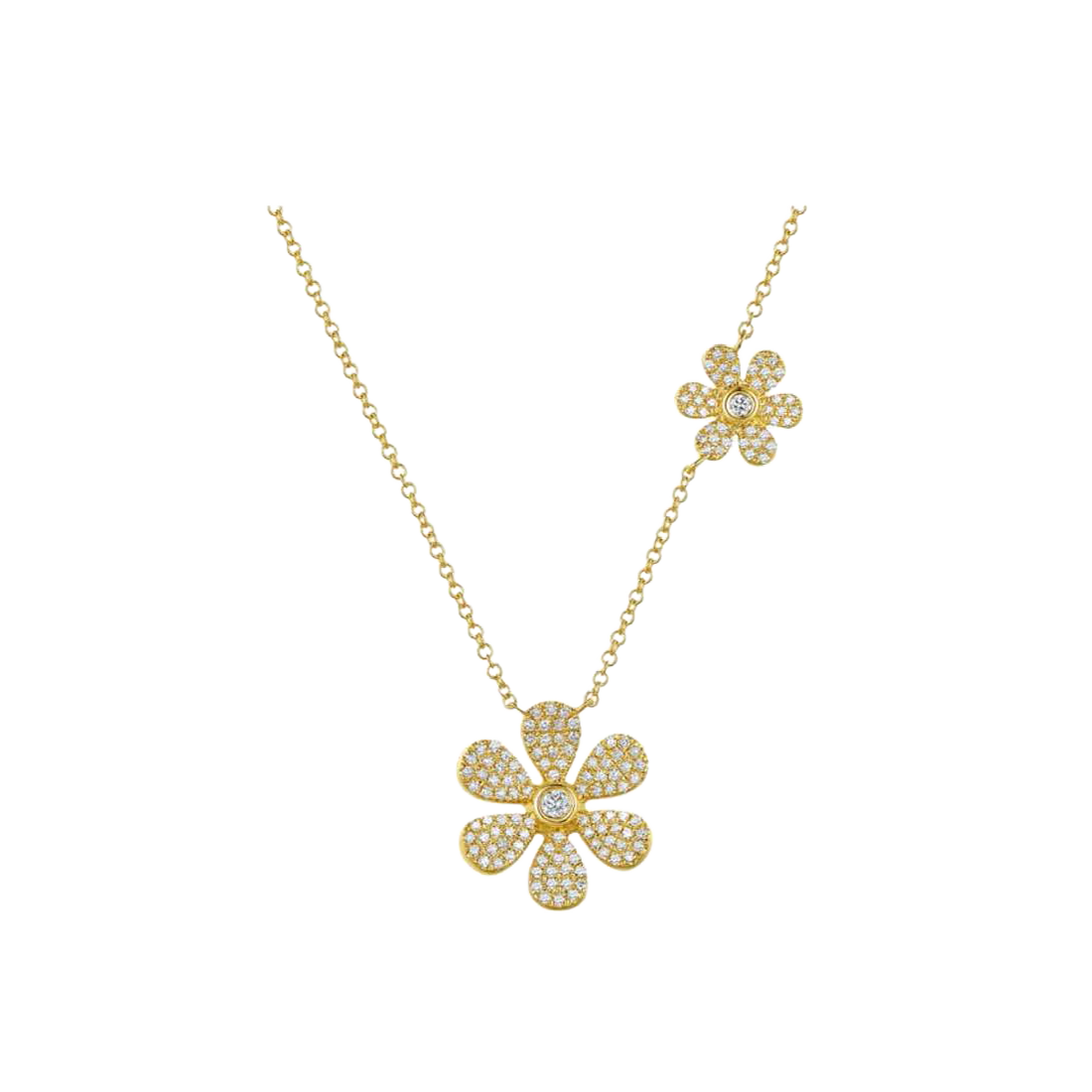 Exclusively Yours Gold Necklace with Double Flower Diamonds