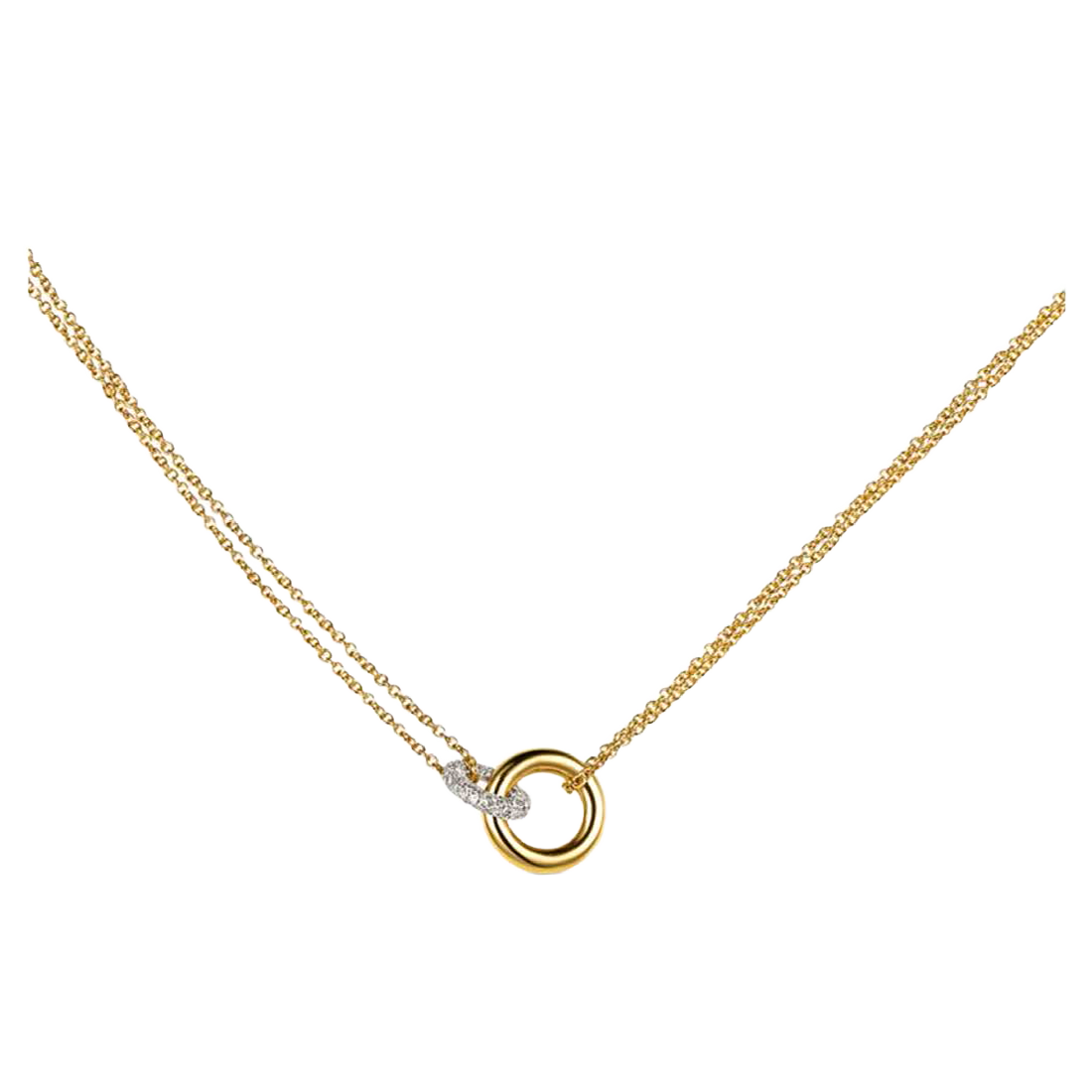Gold Necklace with Interlocking Pave-Set Round Diamonds
