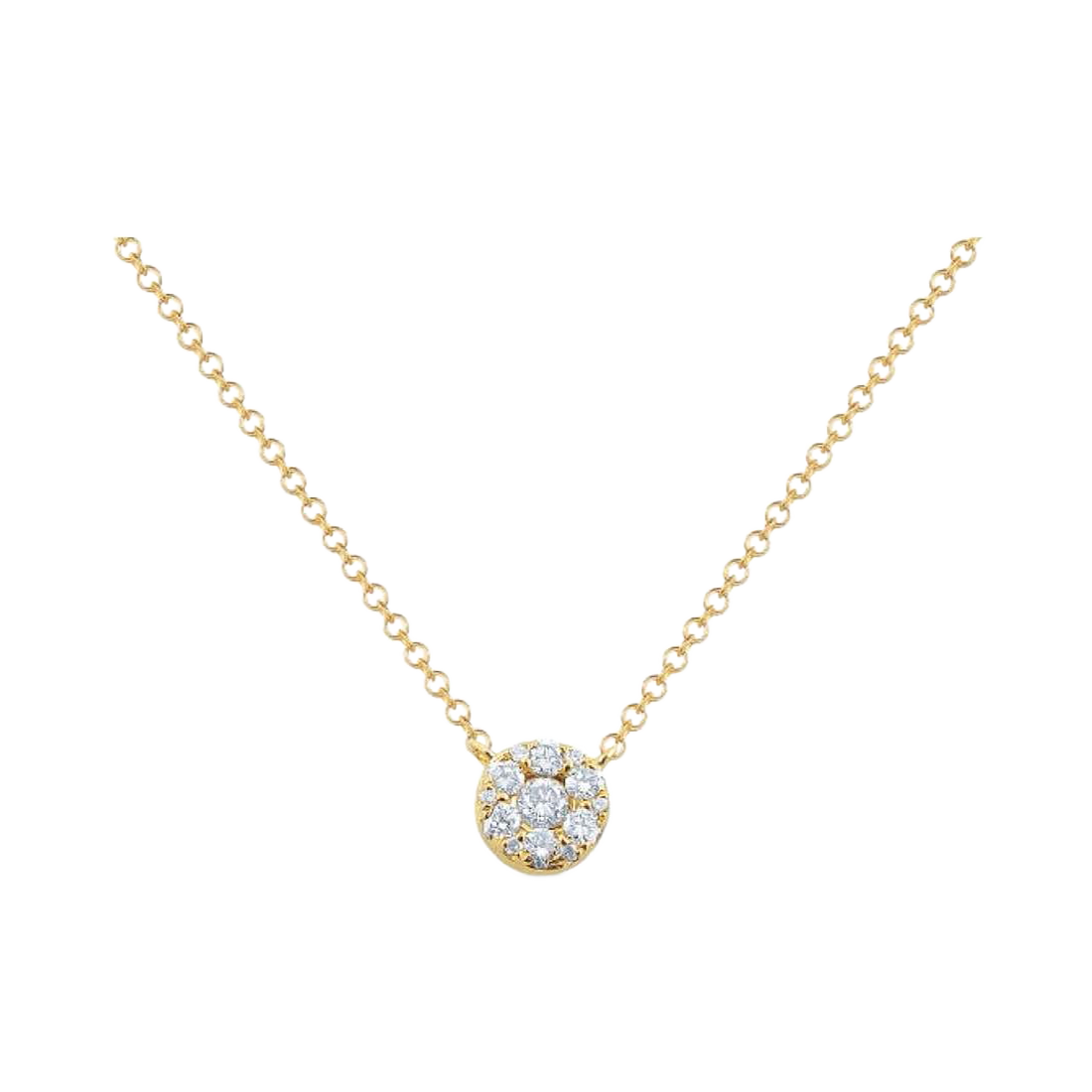 Gold Round Necklace with Pave Diamonds
