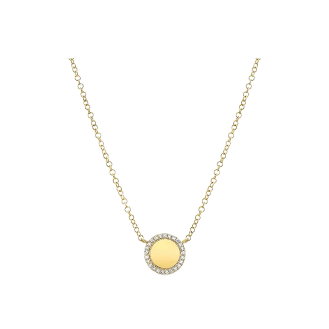 Gold-Plated Necklace with Round Pave Diamonds