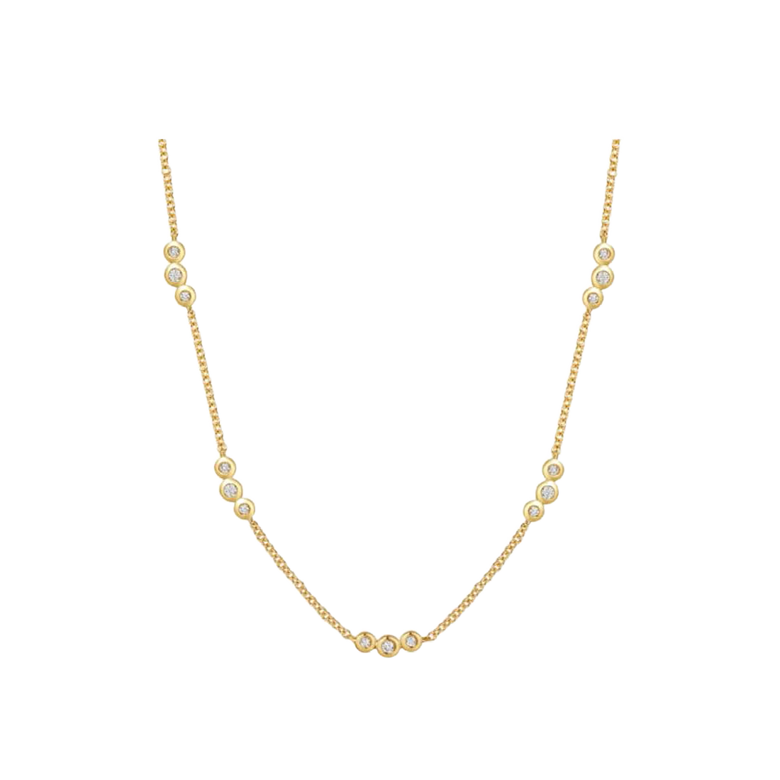 Bezel Diamond Trio Segment Gold Necklace